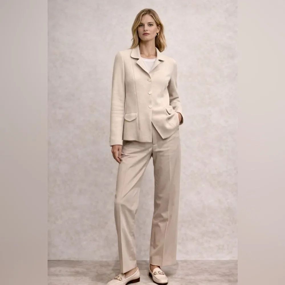 Loro Piana Silk knit blazer jacket in beige ivory - Picture 2 of 12
